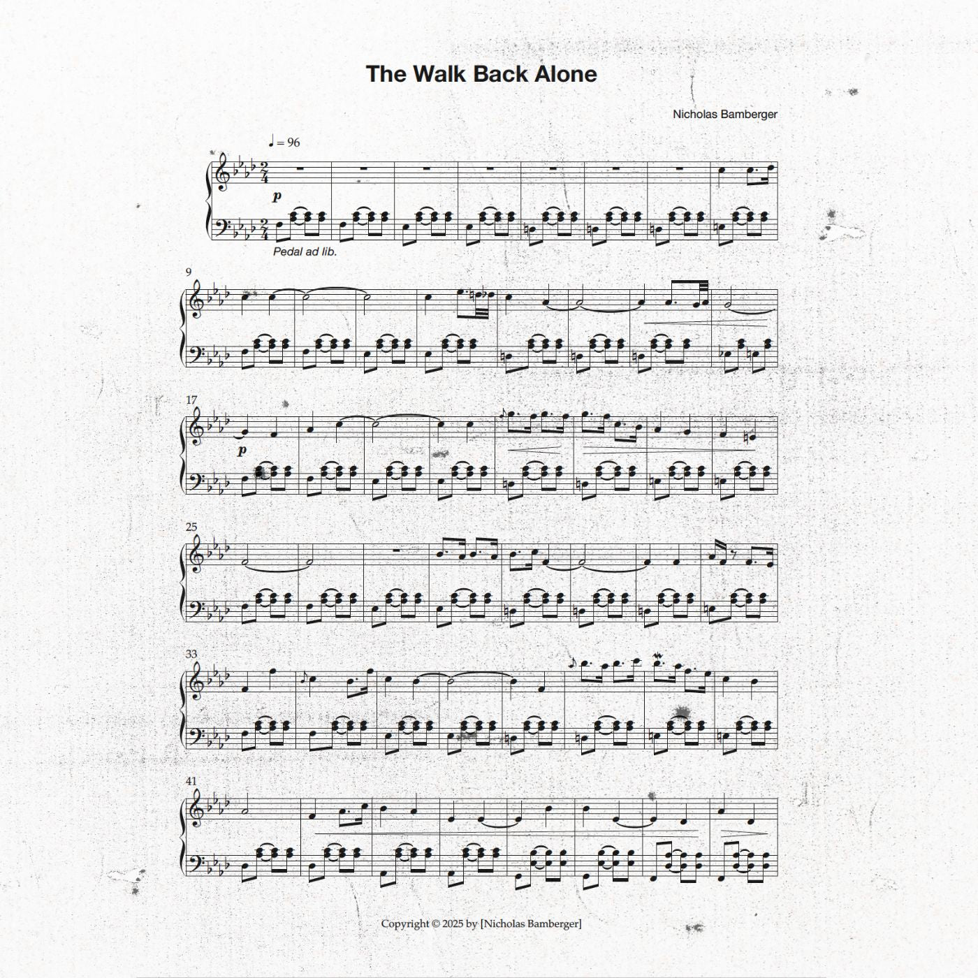 The Walk Back Alone - Sheet Music